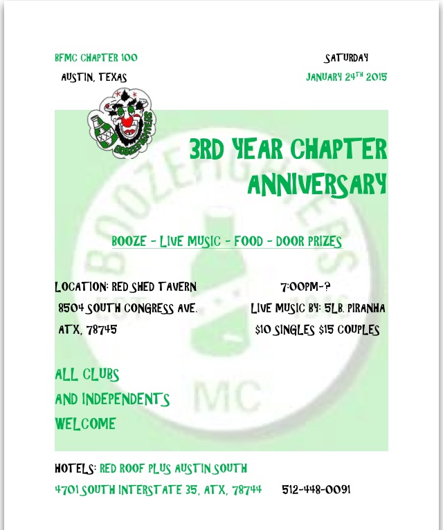 BOOZEFIGHTERS MC Chapter 100 – 3rd Anniversary Party