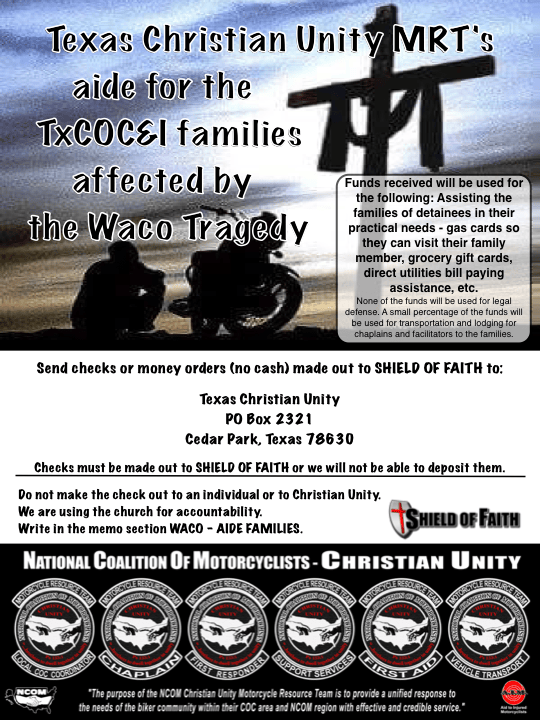 Texas Christian Unity – Tax Deductible Donation to: Waco – AID Families